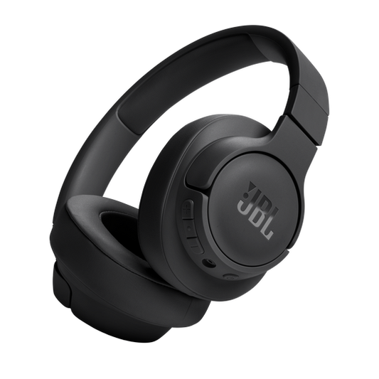 JBL Tune 720BT headphones folded compactly, highlighting their lightweight and portable design ideal for travel.