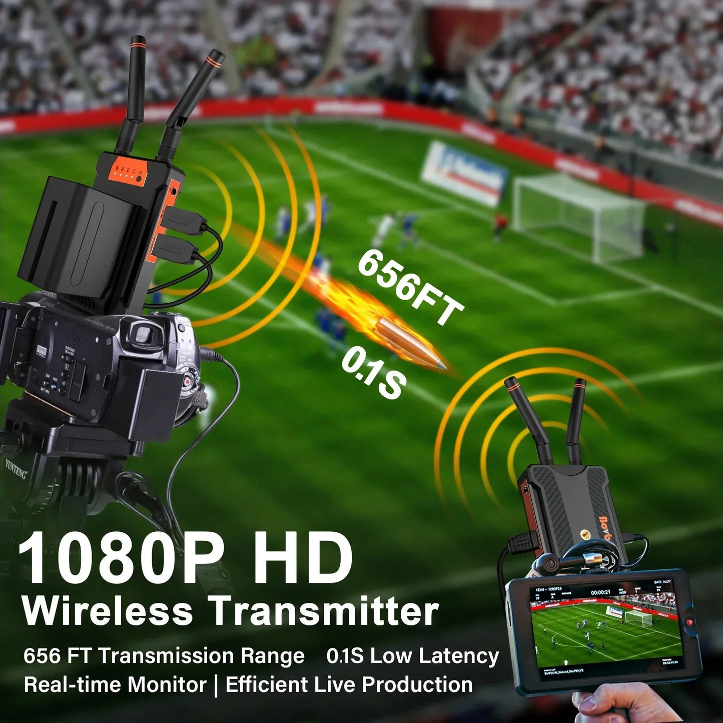 200m Wireless HDMI Extender Video Transmitter and Receiver – For YoloBox Pro, PS4, PC, Camera Live Streaming to TV/Monitor, Battery - Supported - ZAMAR AUDIO SOLUTIONS