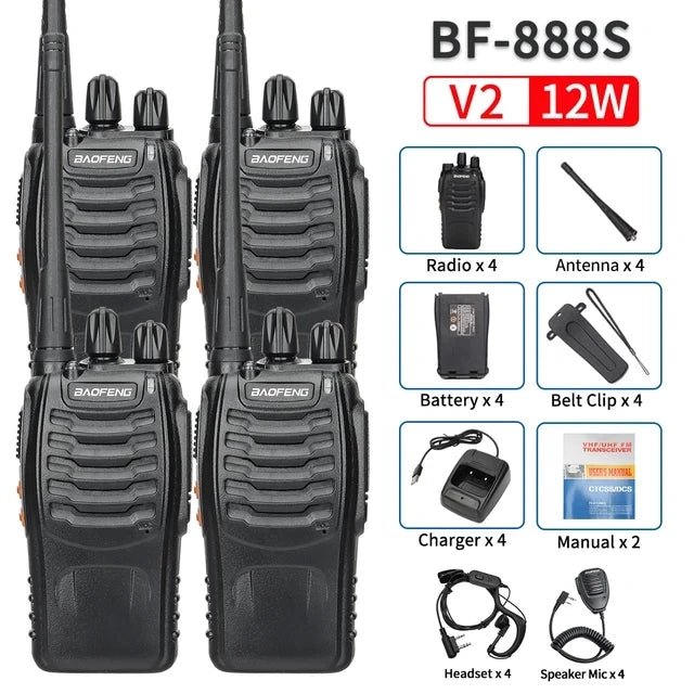 2/4PCS Baofeng BF - 888S V2 Walkie Talkie – Dual Band Portable Long Range UHF 400 - 470MHz Ham Two Way Radio with USB Charging for Hunting and Outdoor Activities - ZAMAR AUDIO SOLUTIONS