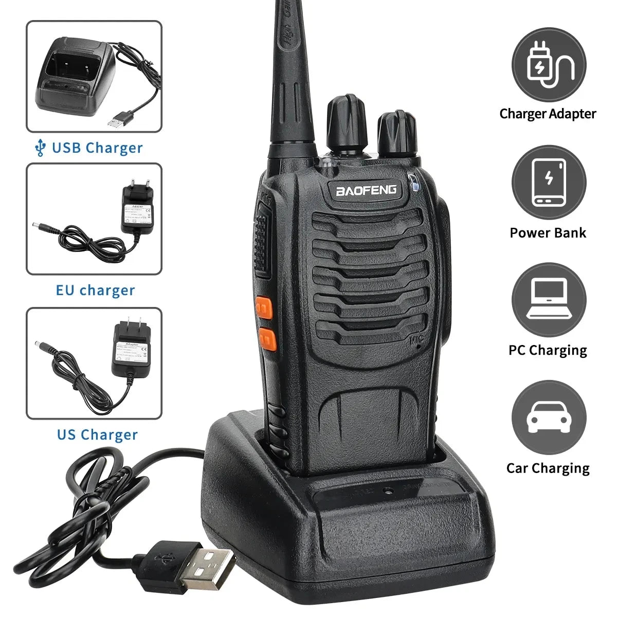 2/4PCS Baofeng BF - 888S V2 Walkie Talkie – Dual Band Portable Long Range UHF 400 - 470MHz Ham Two Way Radio with USB Charging for Hunting and Outdoor Activities - ZAMAR AUDIO SOLUTIONS