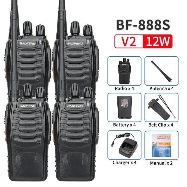 2/4PCS Baofeng BF - 888S V2 Walkie Talkie – Dual Band Portable Long Range UHF 400 - 470MHz Ham Two Way Radio with USB Charging for Hunting and Outdoor Activities - ZAMAR AUDIO SOLUTIONS