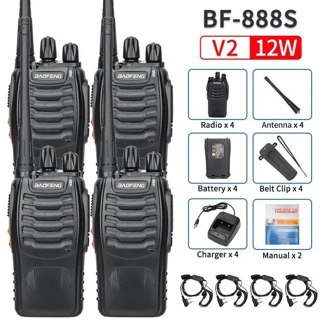 2/4PCS Baofeng BF - 888S V2 Walkie Talkie – Dual Band Portable Long Range UHF 400 - 470MHz Ham Two Way Radio with USB Charging for Hunting and Outdoor Activities - ZAMAR AUDIO SOLUTIONS