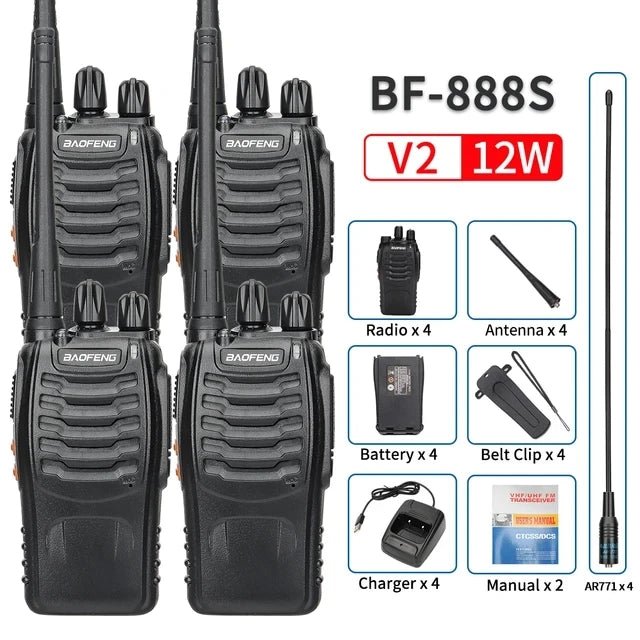 2/4PCS Baofeng BF - 888S V2 Walkie Talkie – Dual Band Portable Long Range UHF 400 - 470MHz Ham Two Way Radio with USB Charging for Hunting and Outdoor Activities - ZAMAR AUDIO SOLUTIONS