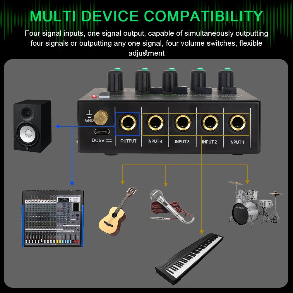 4 - Channel Mini Professional Sound Mixer with RGB Light Audios Mixer Mini Audio Mixer Line Mixer for Live Studio DJ Equipment - ZAMAR AUDIO SOLUTIONS