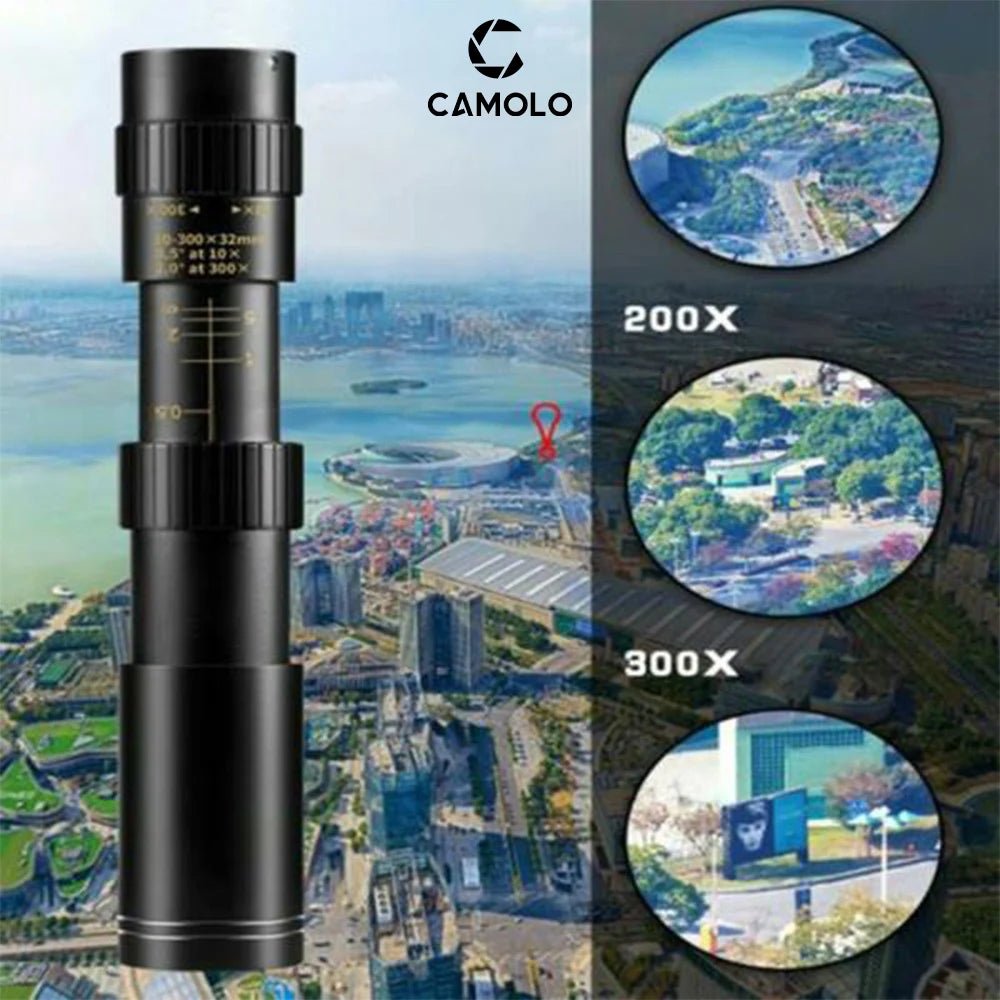 4K 10 - 300X40mm Monocular Telescope – Super Telephoto Zoom, Portable with Optional Tripod and Clip for Outdoor Sport - ZAMAR AUDIO SOLUTIONS