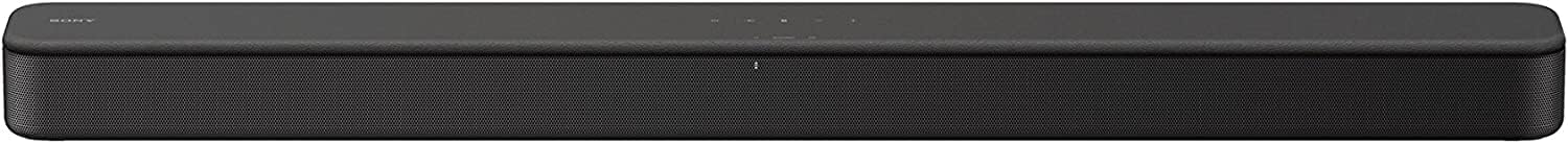 Sony S100F 2ch Single Soundbar showcasing its slim, compact design and sleek black finish.