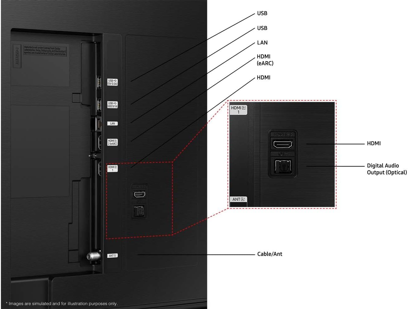 Close-up of the Samsung 55DU8000’s Smart Hub interface displaying streaming options on its 4K screen.