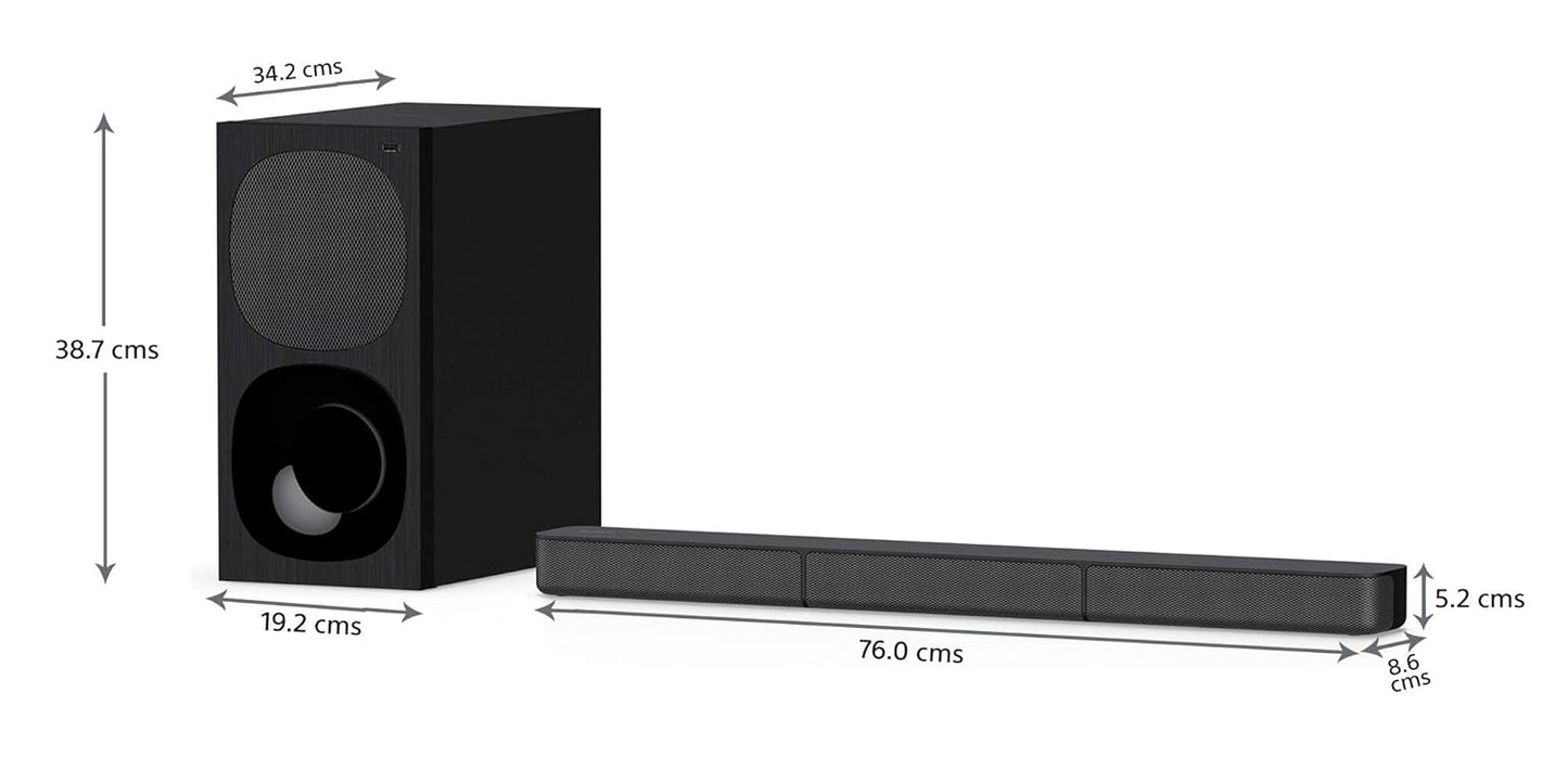 Close-up view of the Sony HT-S20R Soundbar control panel featuring HDMI ARC and Bluetooth connectivity options.