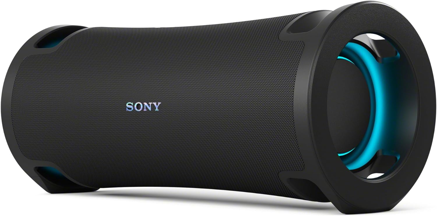 Sony ULT Field 7 Wireless Portable Party Speaker displaying its robust design, vibrant LED lighting, and built-in mic input.
