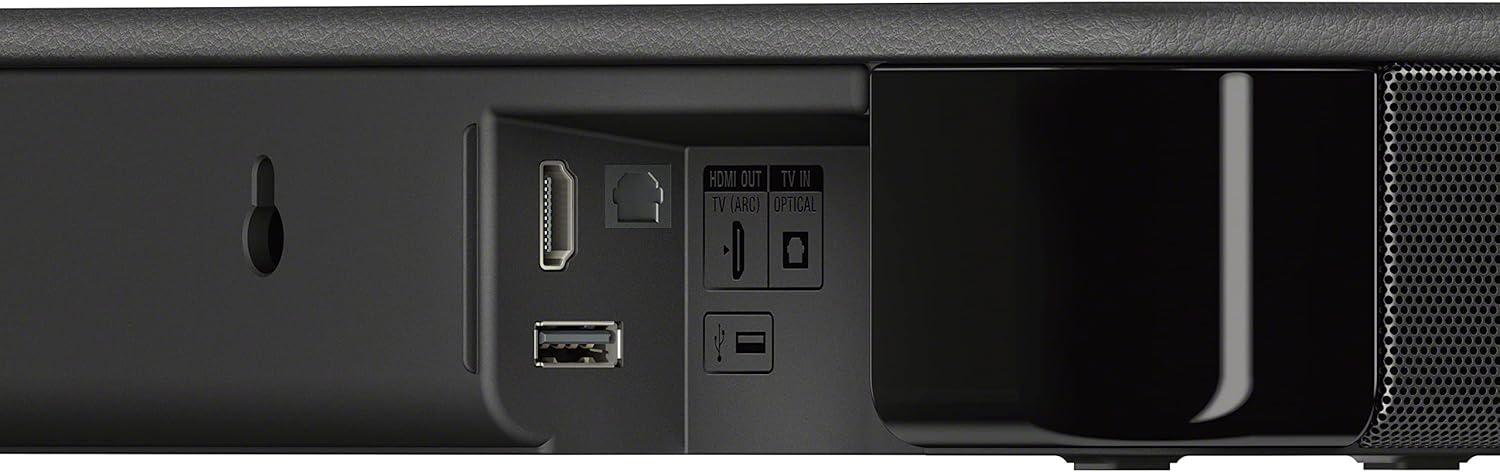 Close-up of the Sony S100F Soundbar control panel, highlighting Bluetooth and HDMI ARC connectivity options.