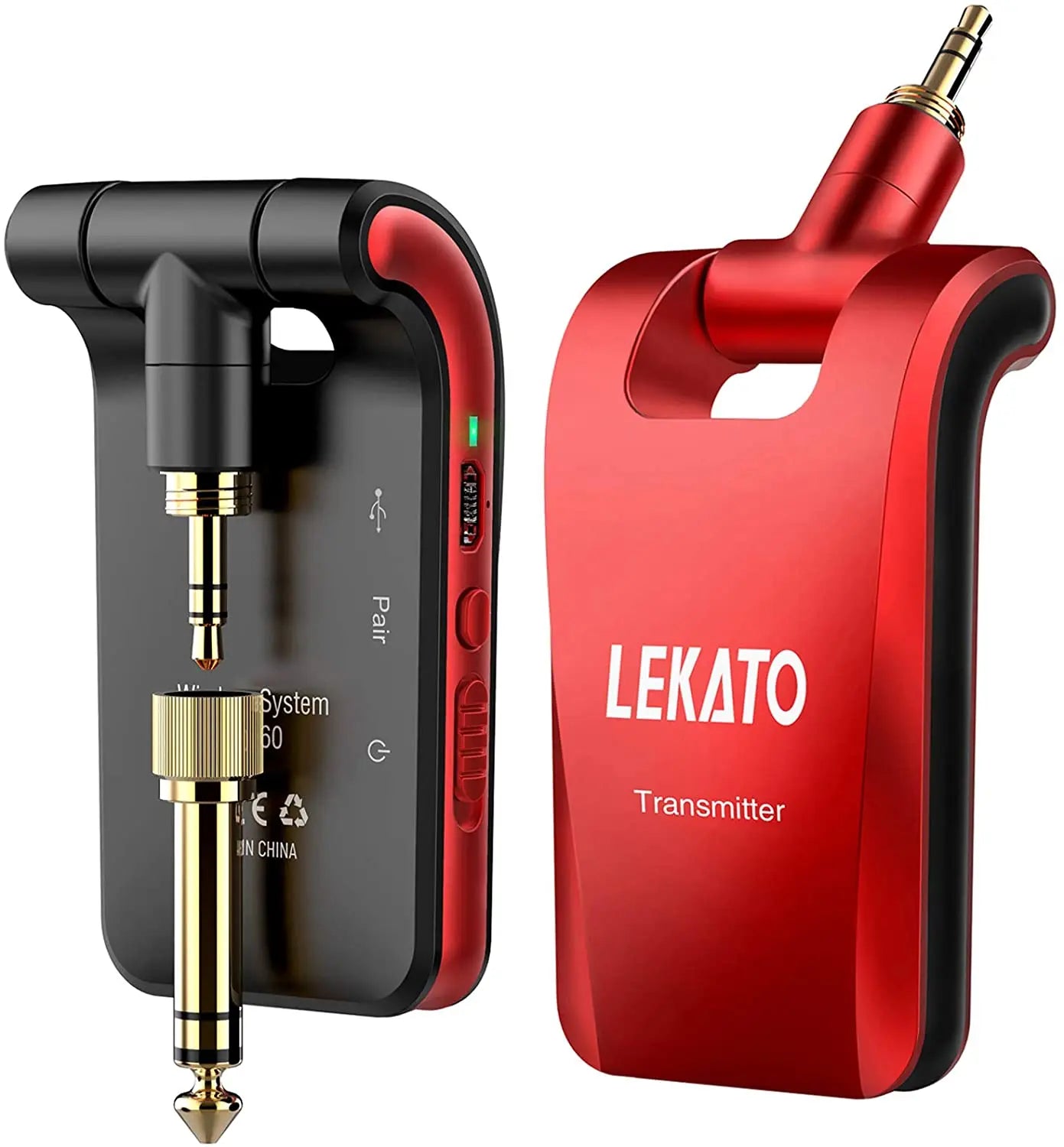 LEKATO WS-60 2.4GHz Wireless Guitar System — Transmitter + Receiver Kit