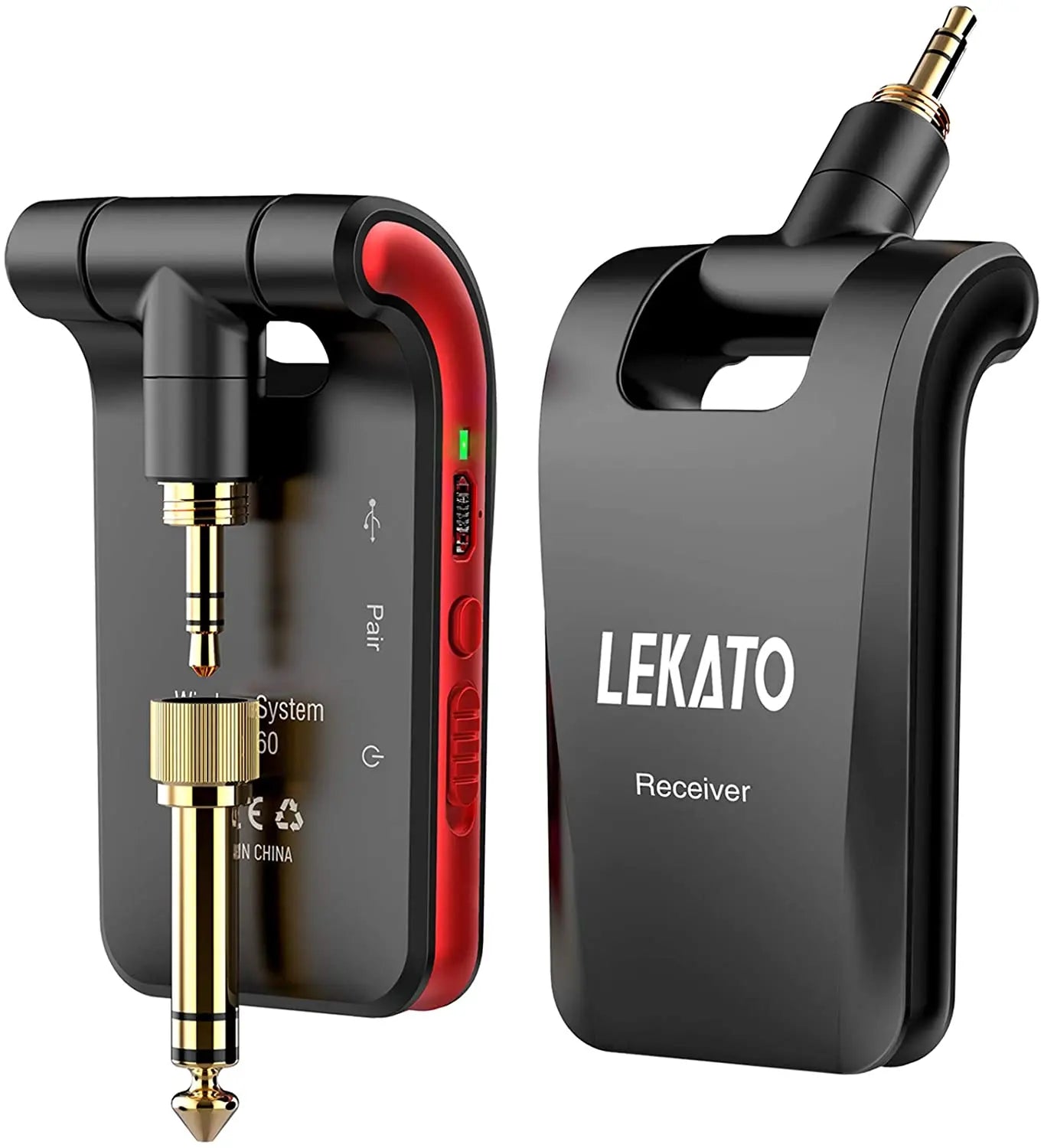 LEKATO WS-60 2.4GHz Wireless Guitar System — Transmitter + Receiver Kit