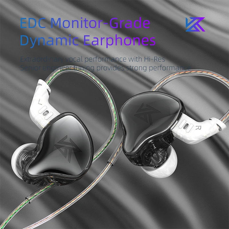 KZ EDC Wired Earphones — Hybrid‑Tuned 10 mm Dynamic In‑Ear Monitor