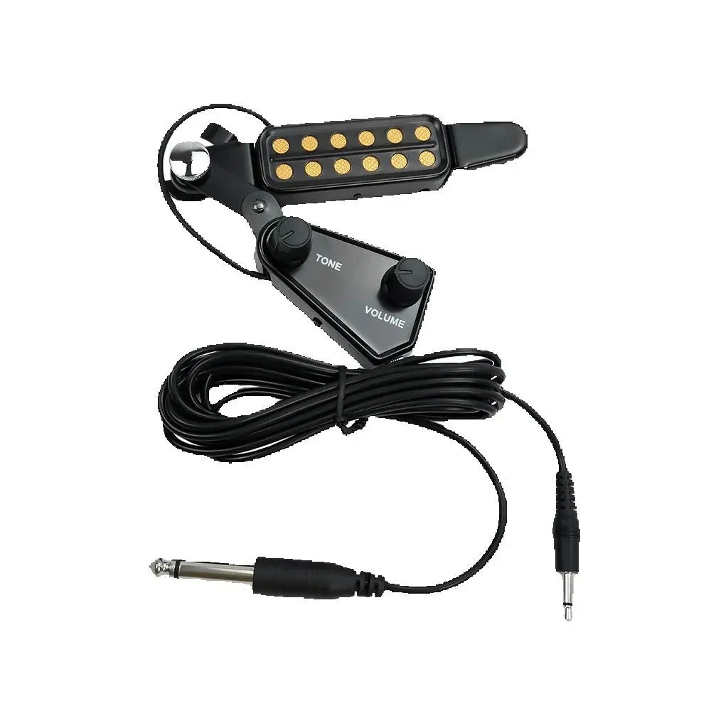 Transducer Soundhole Pickup with Tone and Volume Controller — 12‑Hole Magnetic Acoustic Guitar Pickup