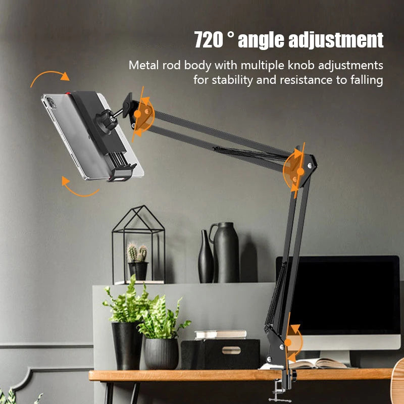 360 Degree Long-Arm Tablet and Phone Holder Stand