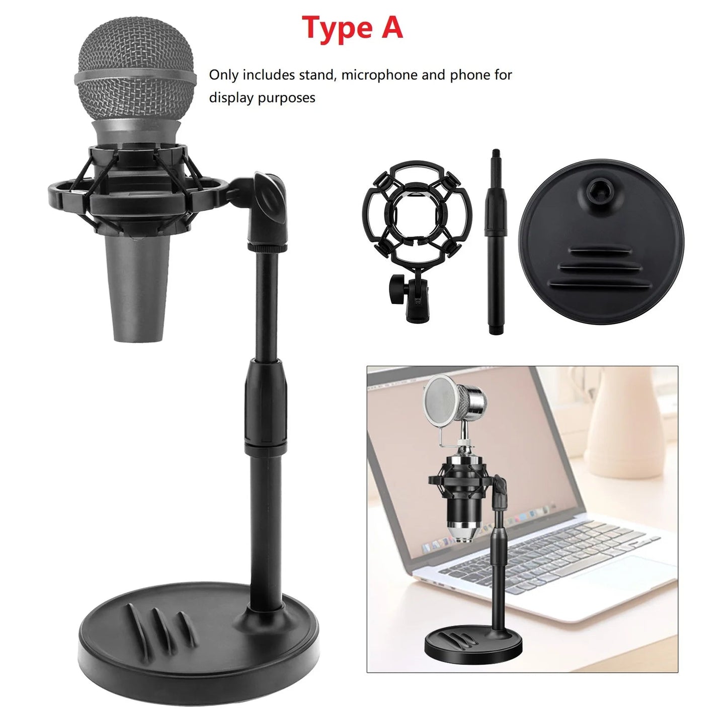 Adjustable Height Microphone Stand with Phone Holder – Weighted Base for Live Streaming, Recording, and Broadcasting - ZAMAR AUDIO SOLUTIONS