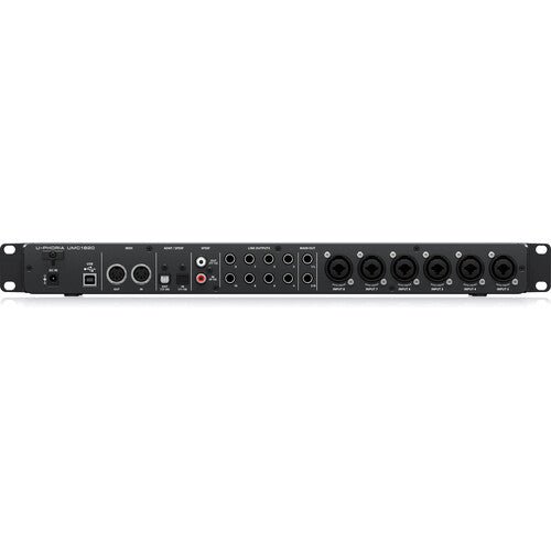 Behringer UMC1820 Kenya — rear panel showing TRS outputs, ADAT, SPDIF, MIDI I/O and USB port