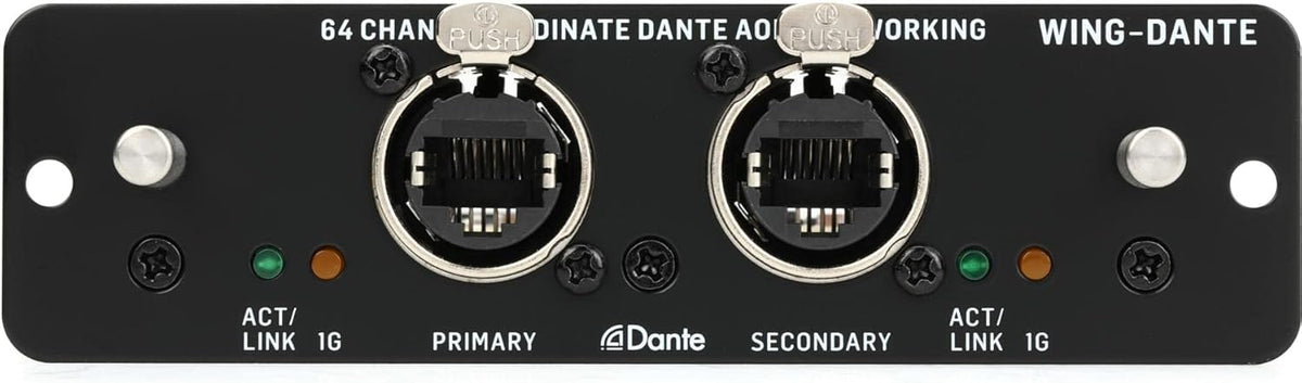 Behringer WING-DANTE Dante expansion card front view, 64x64 Audinate AoIP for WING consoles Kenya