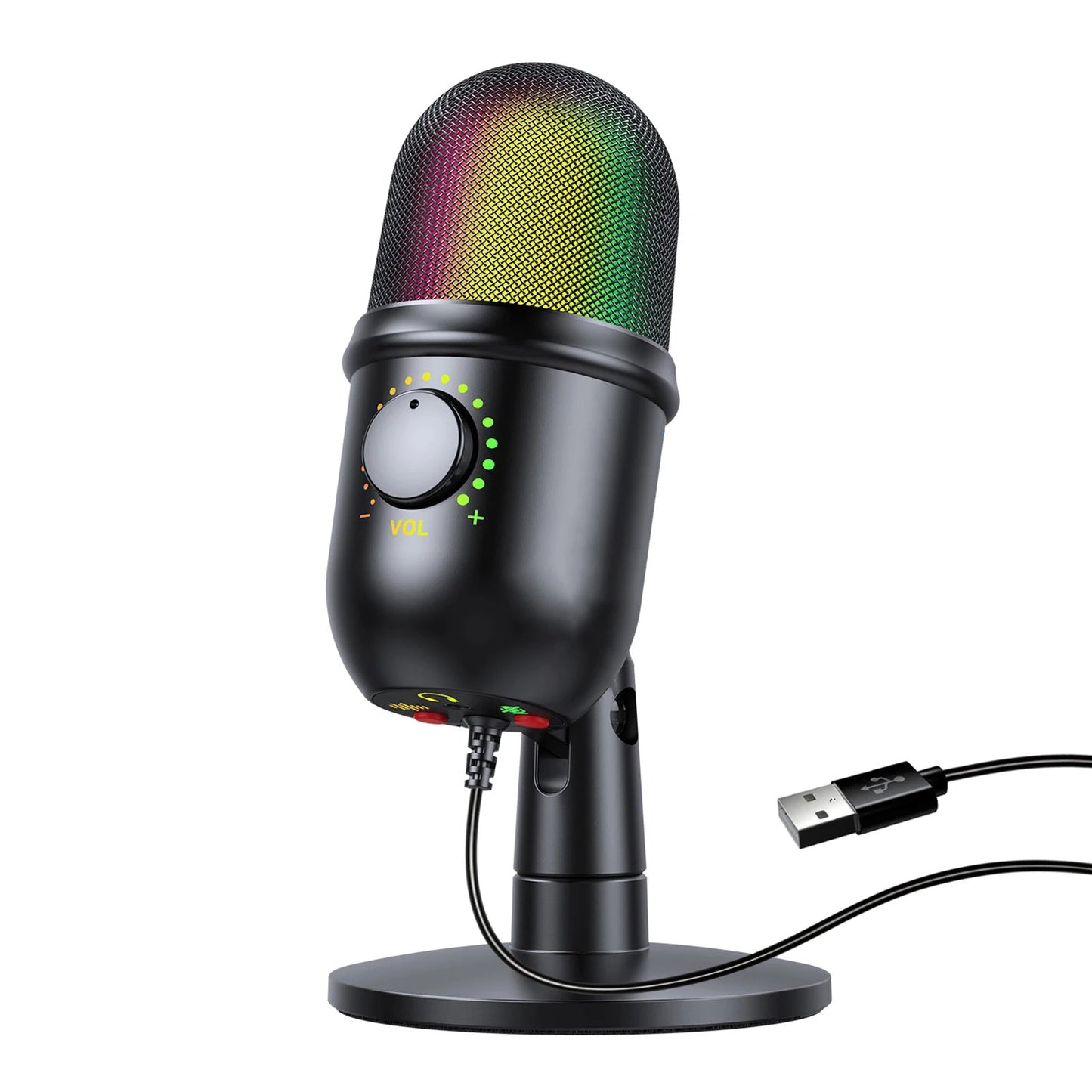 Cardioid USB Condenser Microphone – RGB Lighting, Real - Time Monitoring, and Desktop Stand for Streaming and Gaming - ZAMAR AUDIO SOLUTIONS