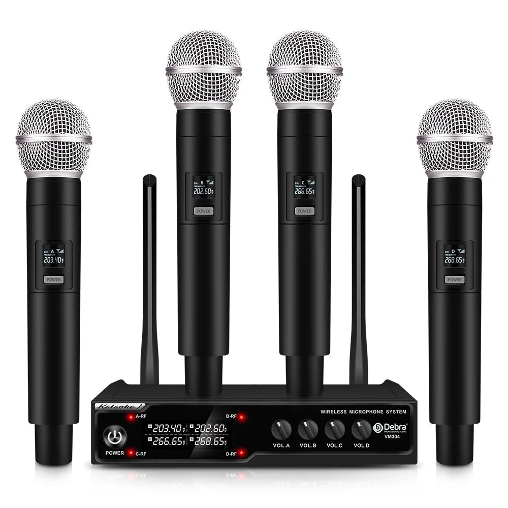 Debra Audio Wireless Microphone 4 - Channels System – HD Sound Handheld Mic, 80m Range for Karaoke, Church, Speech, Outdoor Party - ZAMAR AUDIO SOLUTIONS