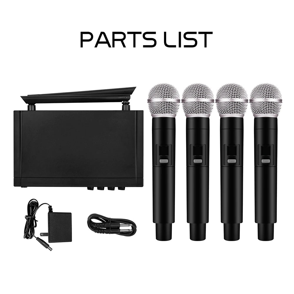 Debra Audio Wireless Microphone 4 - Channels System – HD Sound Handheld Mic, 80m Range for Karaoke, Church, Speech, Outdoor Party - ZAMAR AUDIO SOLUTIONS