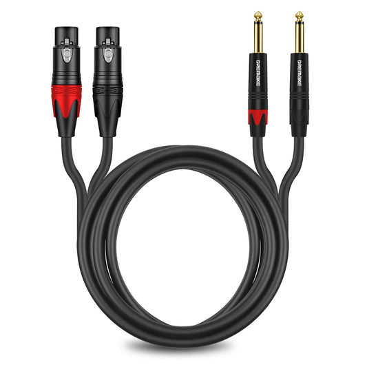 DREMAKE Mic Cable Male TS 1/4" Jack – 2x 6.5mm to 2x XLR Female 3 - Pin for Mixing Board, Speaker, Dual XLR to Dual 6.35mm Patch Cord - ZAMAR AUDIO SOLUTIONS