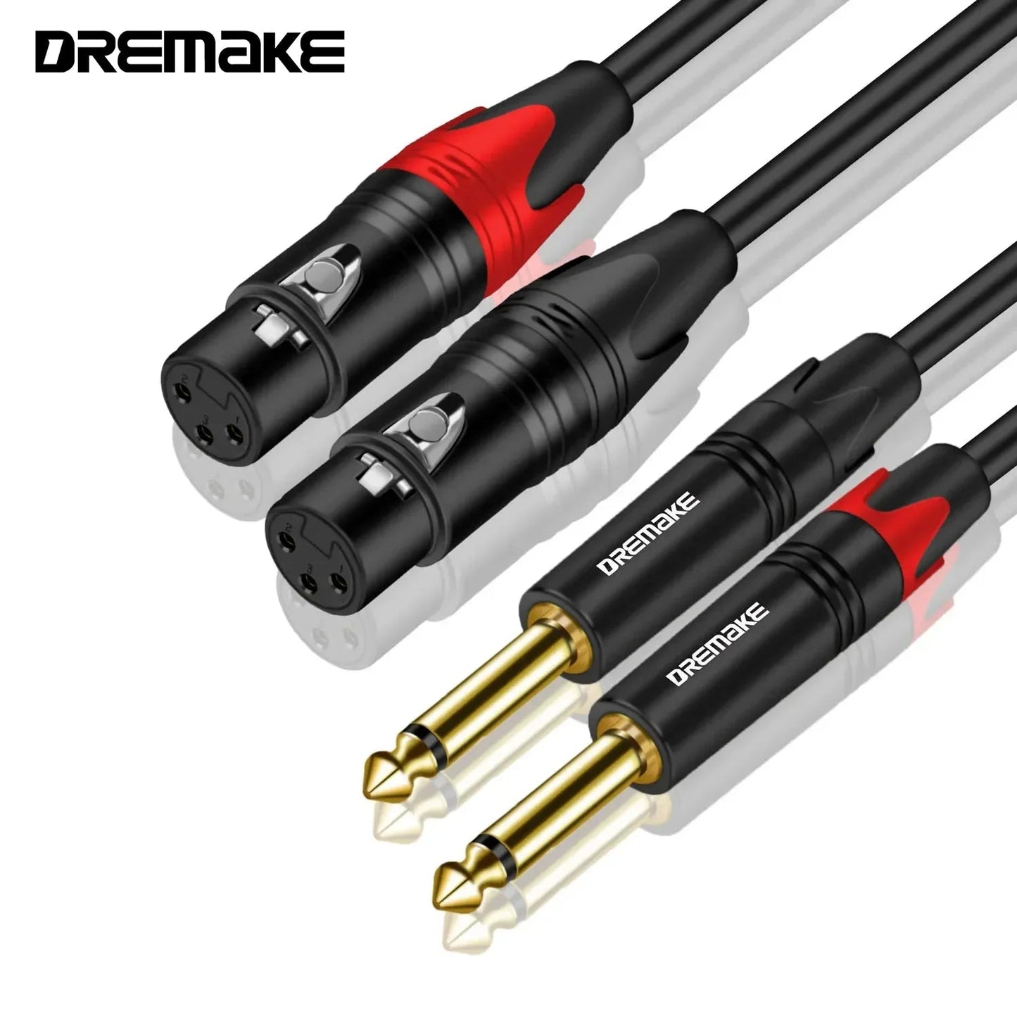 DREMAKE Mic Cable Male TS 1/4" Jack – 2x 6.5mm to 2x XLR Female 3 - Pin for Mixing Board, Speaker, Dual XLR to Dual 6.35mm Patch Cord - ZAMAR AUDIO SOLUTIONS