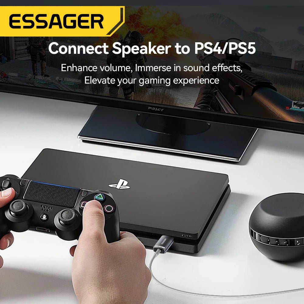Essager 3.5mm USB External Sound Card – Audio Adapter for Microphone and Headphone, Compatible with Windows, Mac, Linux, PC, Laptops, Desktops, PS5/4 - ZAMAR AUDIO SOLUTIONS