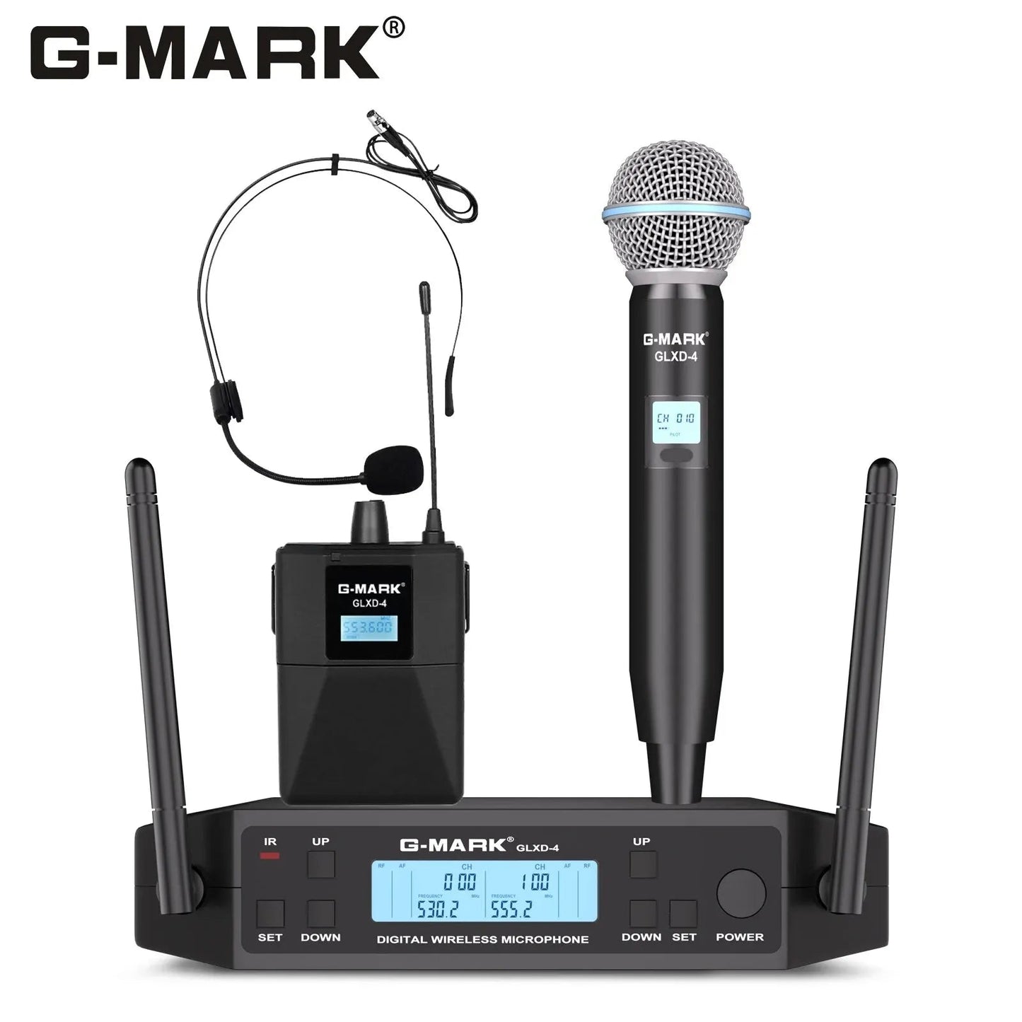 G - MARK GLXD4 Wireless Lavalier Microphone – UHF Professional Clip Mic & Headset with Adjustable Frequency (150M Range) - ZAMAR AUDIO SOLUTIONS