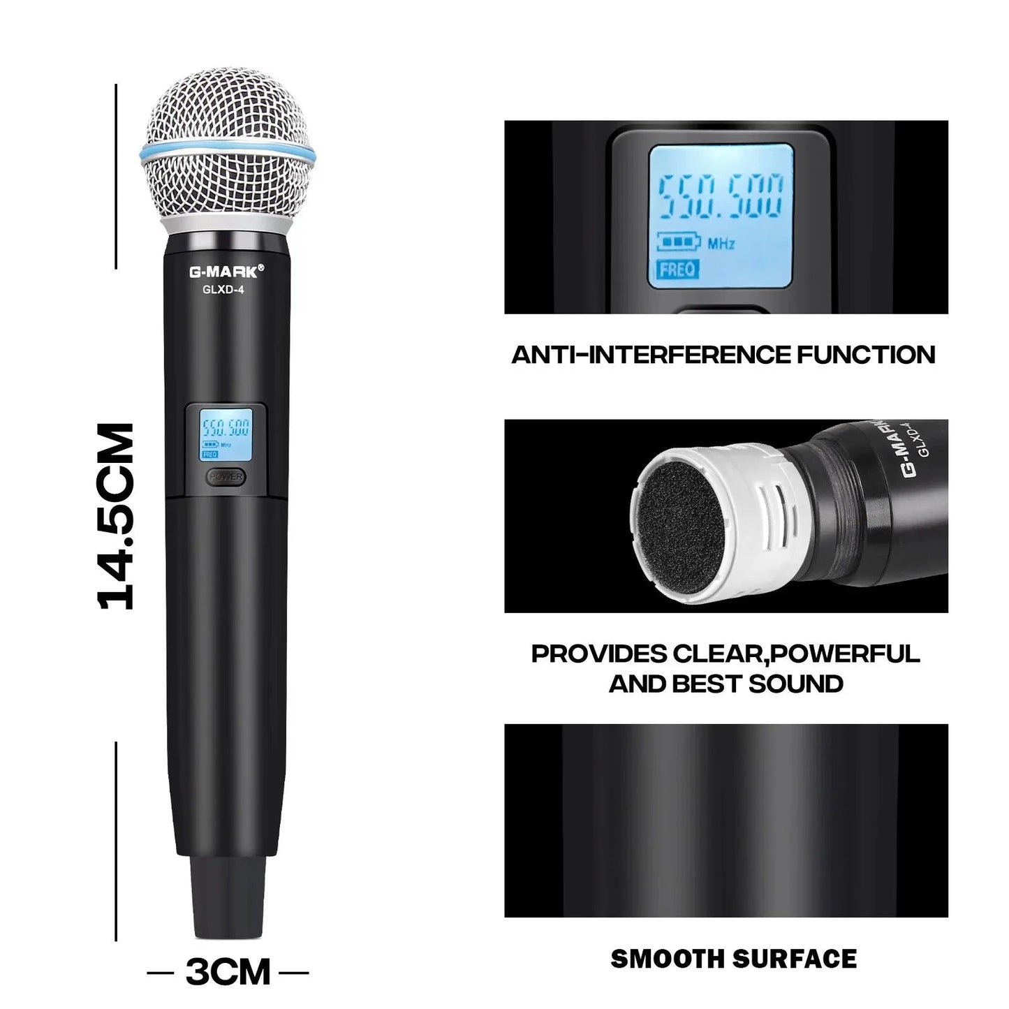 G - MARK GLXD4 Wireless Lavalier Microphone – UHF Professional Clip Mic & Headset with Adjustable Frequency (150M Range) - ZAMAR AUDIO SOLUTIONS