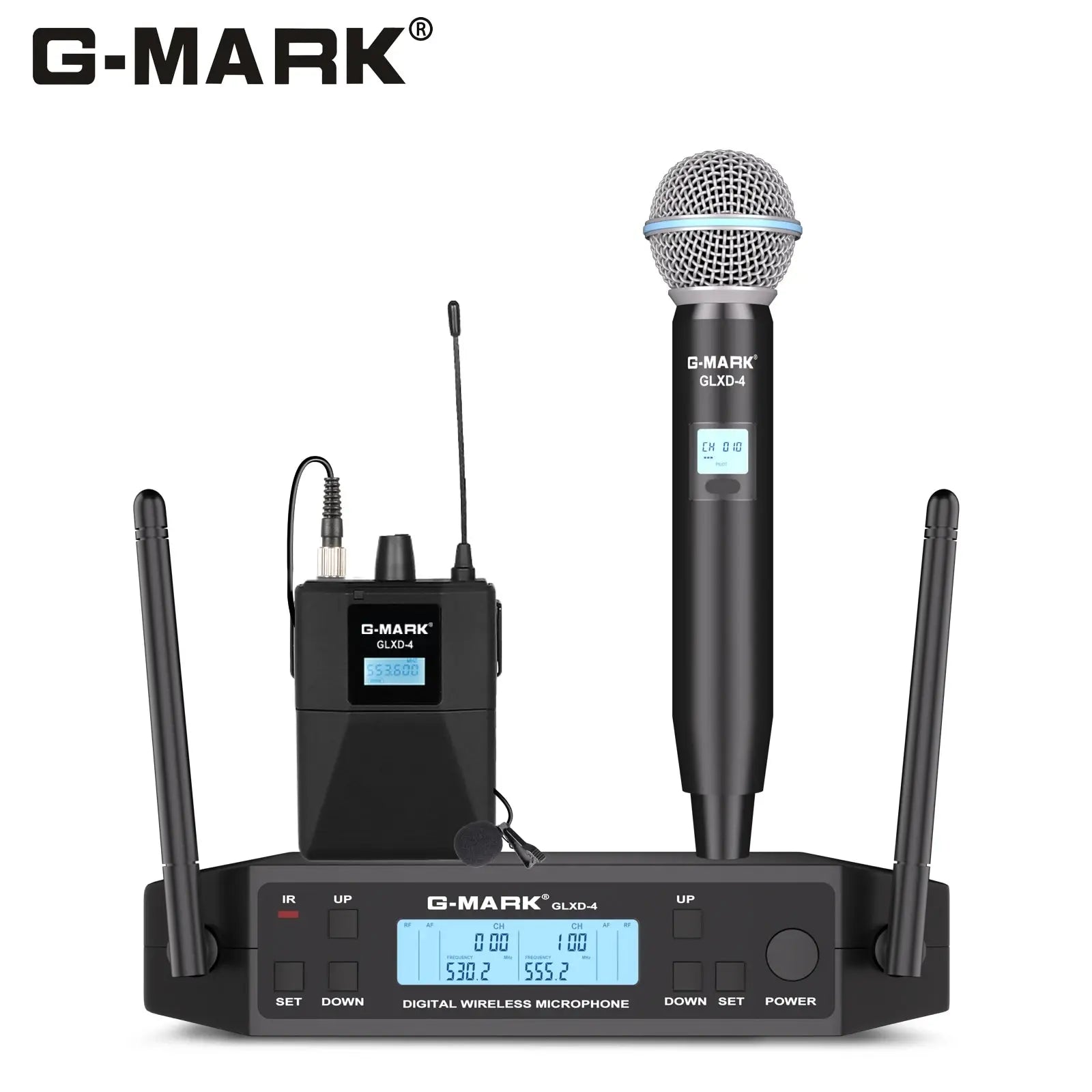 G - MARK GLXD4 Wireless Lavalier Microphone – UHF Professional Clip Mic & Headset with Adjustable Frequency (150M Range) - ZAMAR AUDIO SOLUTIONS