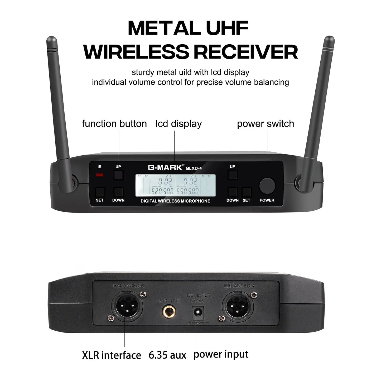 G - MARK GLXD4 Wireless Lavalier Microphone – UHF Professional Clip Mic & Headset with Adjustable Frequency (150M Range) - ZAMAR AUDIO SOLUTIONS