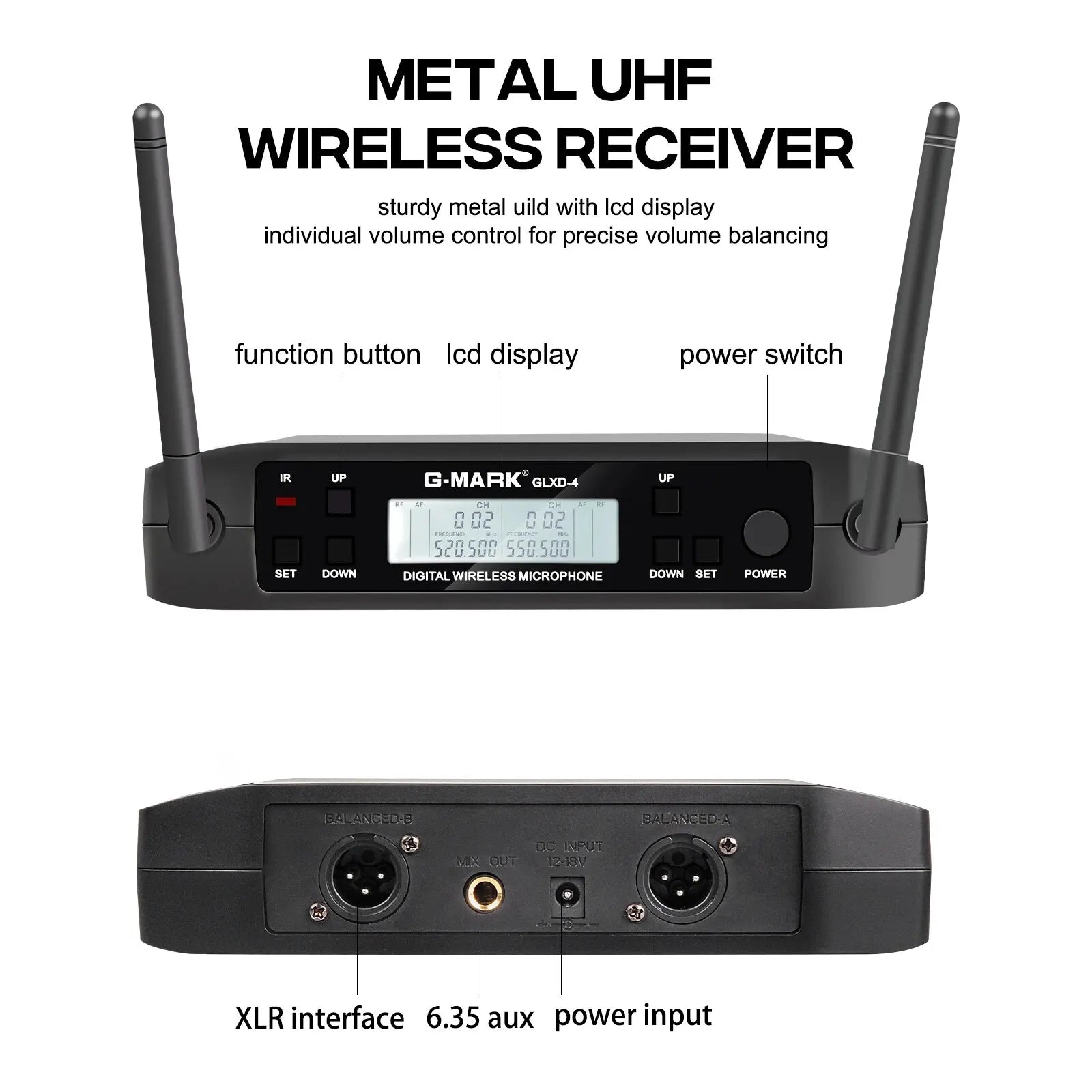 G - MARK GLXD4 Wireless Lavalier Microphone – UHF Professional Clip Mic & Headset with Adjustable Frequency (150M Range) - ZAMAR AUDIO SOLUTIONS