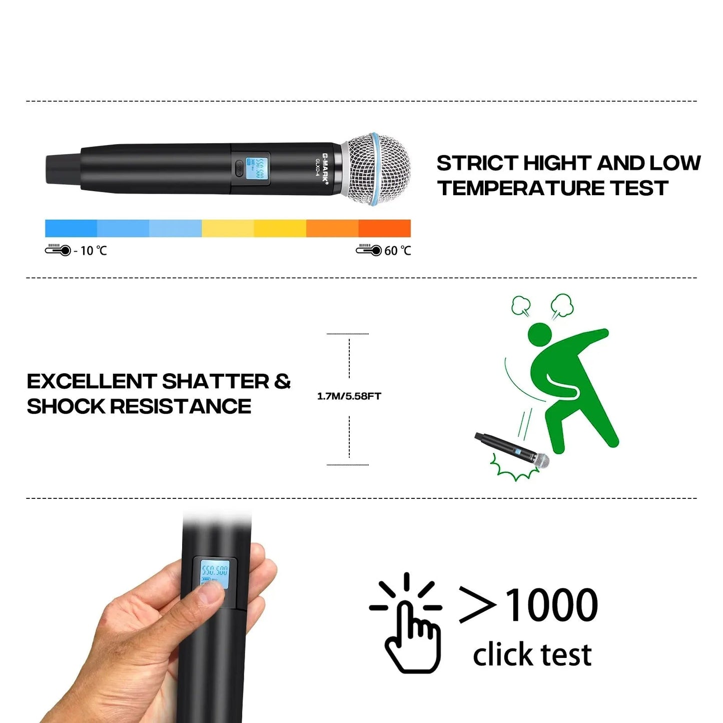 G - MARK GLXD4 Wireless Lavalier Microphone – UHF Professional Clip Mic & Headset with Adjustable Frequency (150M Range) - ZAMAR AUDIO SOLUTIONS