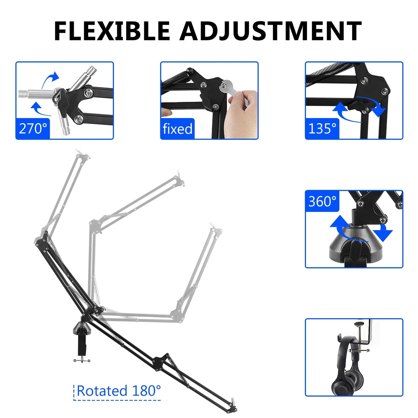 Geekria Microphone Arm Stand – Adjustable Boom Stand for Rode PodMic, NT - USB, NT1 - A, NT1, and Other Standard Microphones - ZAMAR AUDIO SOLUTIONS