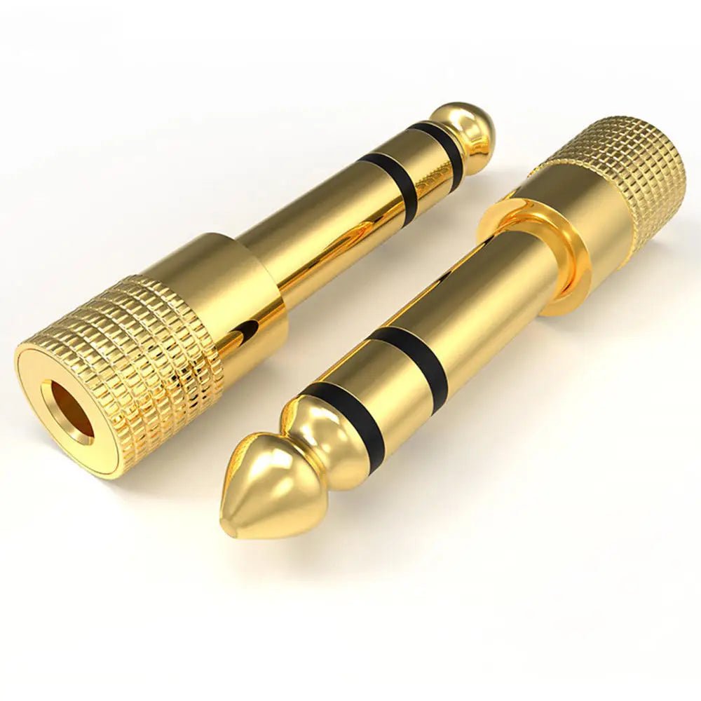 Gold 6.3mm 1/4" Male Plug to 3.5mm 1/8" Female Jack Stereo Headphone Audio Adapter – Home Connectors Adapter Microphone - ZAMAR AUDIO SOLUTIONS