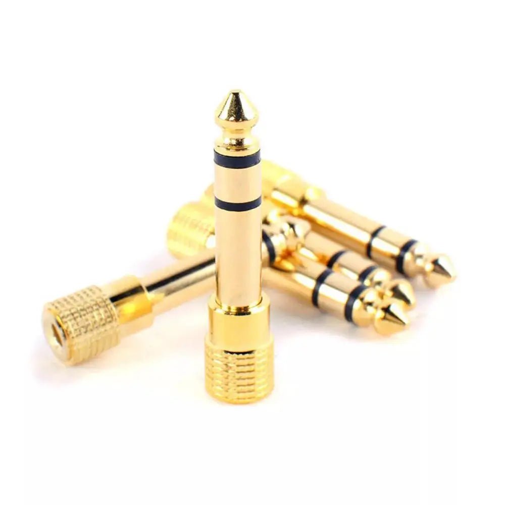 Gold 6.3mm 1/4" Male Plug to 3.5mm 1/8" Female Jack Stereo Headphone Audio Adapter – Home Connectors Adapter Microphone - ZAMAR AUDIO SOLUTIONS