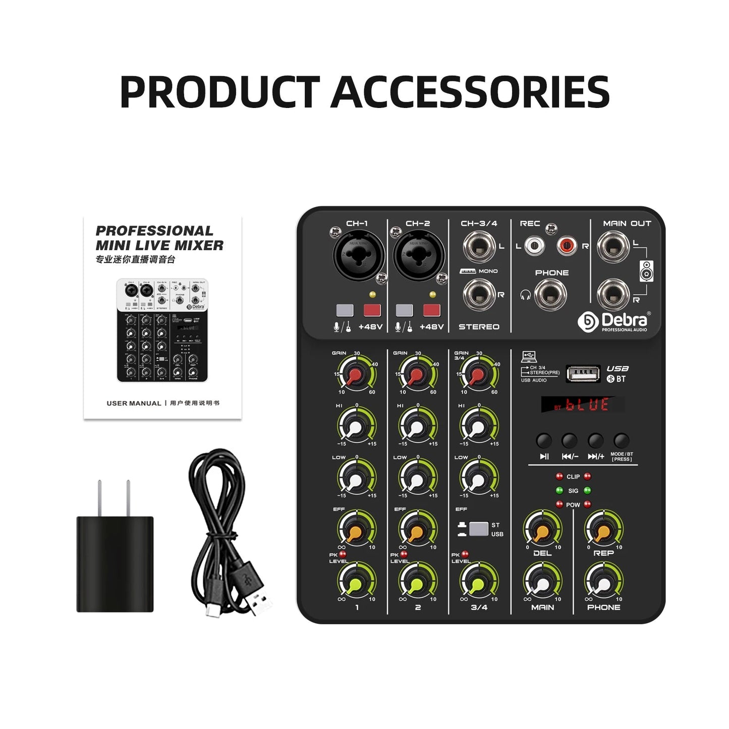 IKGE V8 8 - Channel Audio Mixer DJ Console – Bluetooth 5.0, 48V Phantom Power, Delayed Replay Effects for Karaoke, PC Recording, and Podcasting - ZAMAR AUDIO SOLUTIONS