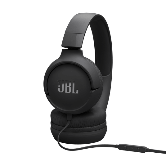 JBL Tune 520C Kenya black on-ear headphones folded flat showing both earcups collapsed and JBL branding