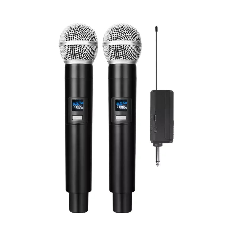 LEEDOAR Dual Channels UHF Wireless Microphone Set – Handheld Fixed Frequency Dynamic Mic for Karaoke, Weddings, Parties, Church & TV Show - ZAMAR AUDIO SOLUTIONS