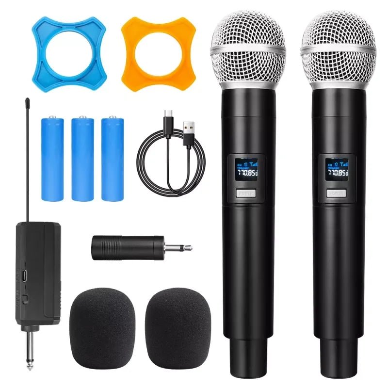 LEEDOAR Dual Channels UHF Wireless Microphone Set – Handheld Fixed Frequency Dynamic Mic for Karaoke, Weddings, Parties, Church & TV Show - ZAMAR AUDIO SOLUTIONS