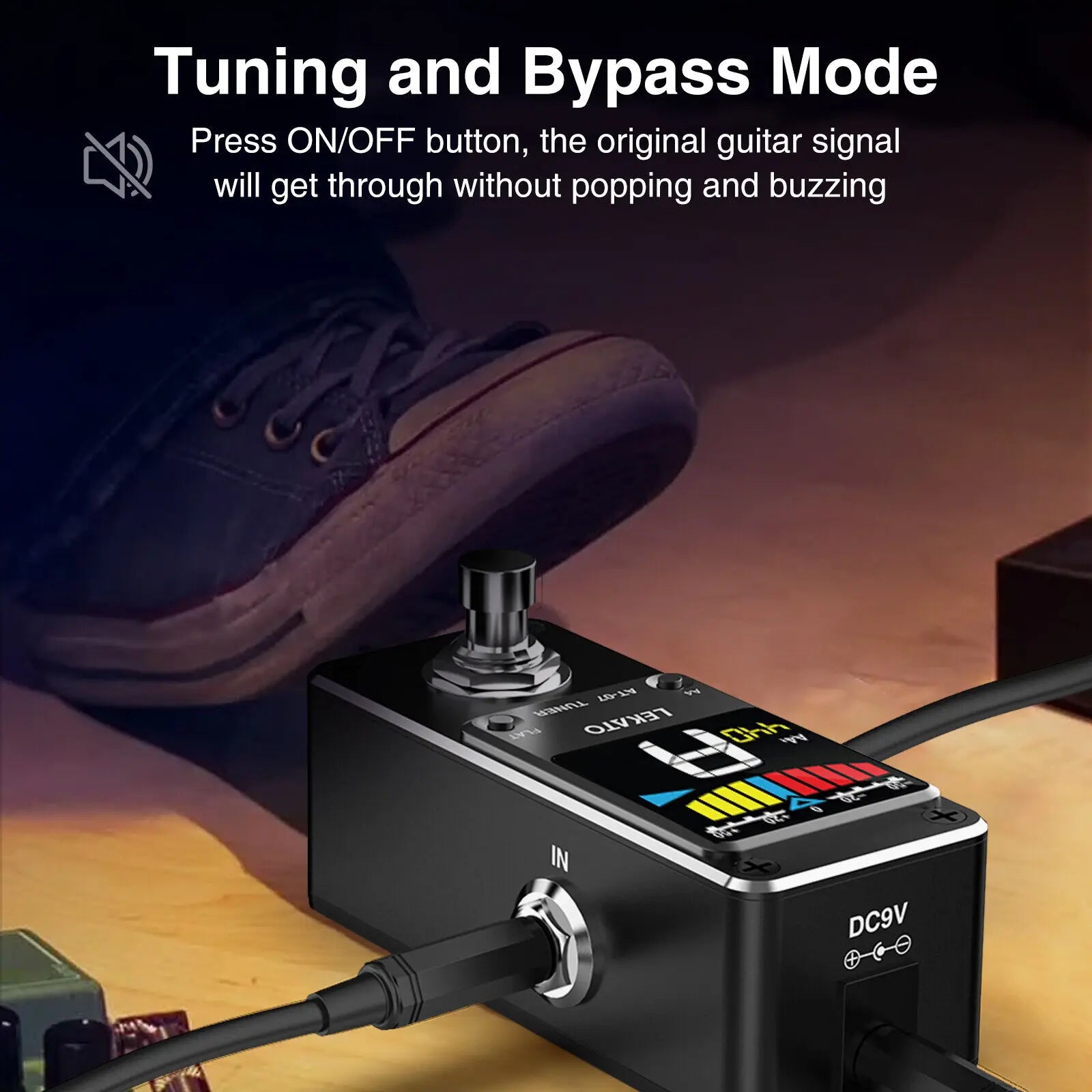 LEKATO AT - 07 Tuner Pitch Guitar Effect Pedal – Chromatic Tuning, True Bypass, 9V for Guitar, Bass, Violin, Ukulele - ZAMAR AUDIO SOLUTIONS