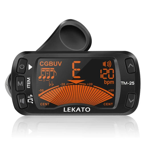 LEKATO Clip - On Tuner – 3 - in - 1 Digital Tuner, Metronome, Tone Generator for Guitar, Bass, Ukulele, Violin, Bright LCD Display - ZAMAR AUDIO SOLUTIONS
