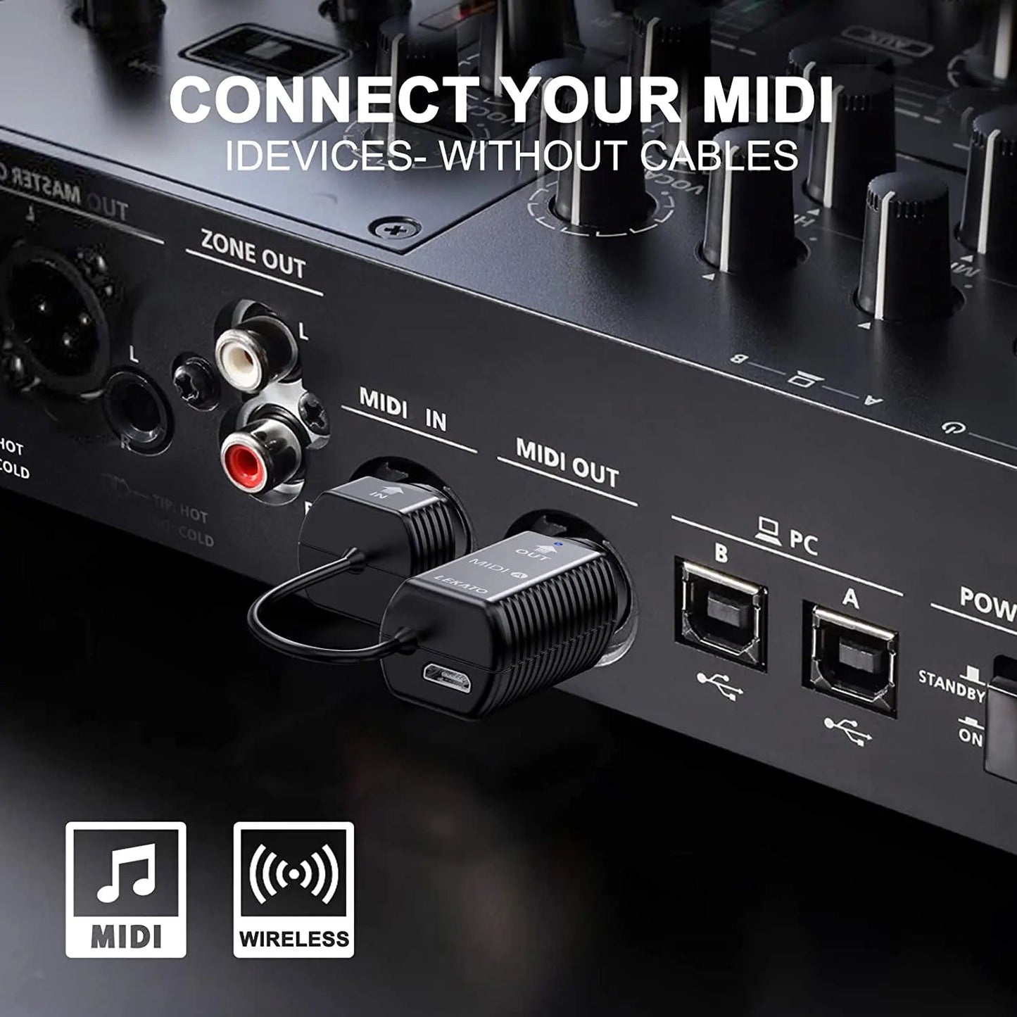 LEKATO Wireless MIDI Adapter MS1 – Mini Wireless Transmission System, 5 PIN for EWI, Keytar, Digital Piano, and MIDI Devices - ZAMAR AUDIO SOLUTIONS