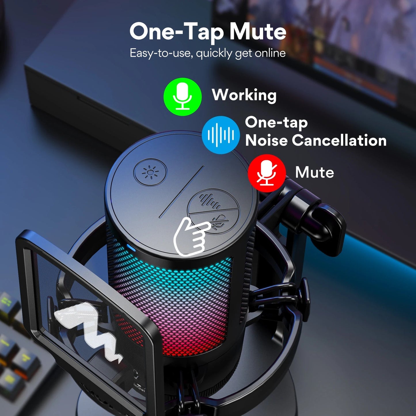 Maono DGM20 USB Gaming Microphone – Noise Cancellation, RGB Lighting, Real - Time Monitoring, and Complete Recording Kit - ZAMAR AUDIO SOLUTIONS
