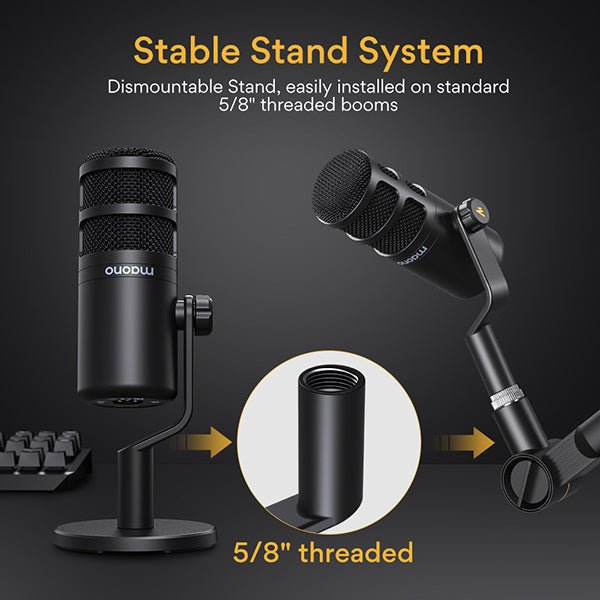 MAONO PD100 XLR podcast microphone Kenya close-up of cardioid capsule and pop filter grille