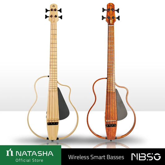 Natasha NBSG Bass Guitar – Smart Wireless Portable Compact Electric Acoustic Bass with Bamboo Fingerboard for Home Schooling, Professional Performance, and Beginners - ZAMAR AUDIO SOLUTIONS