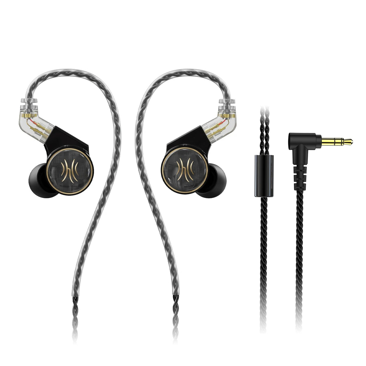 OneOdio Master1 earphones Kenya shown with right-angle 3.5mm jack cable and inline control module on white background