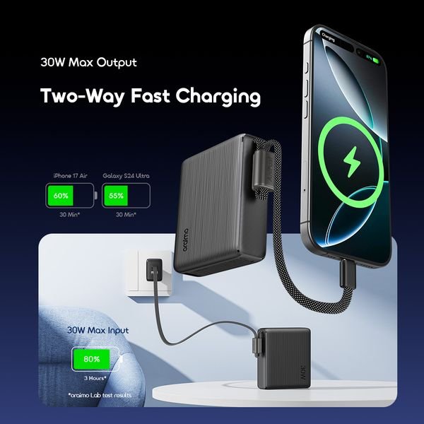 Oraimo OPB-7203 PowerNova L21 20000mAh 30W fast charging power bank front view