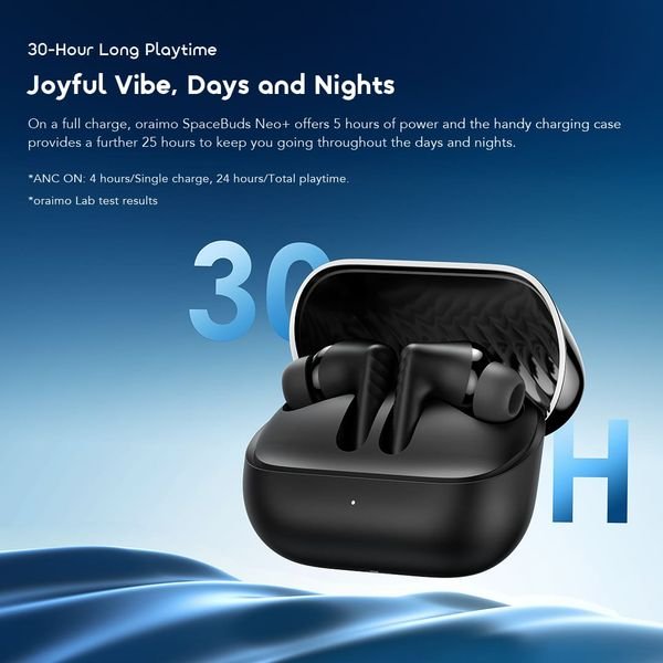 Oraimo OTW-323P SpaceBuds Neo+ ANC wireless earbuds in Speed Black with charging case, Kenya